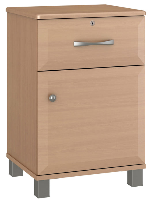 R7306 Resa One Door, One Drawer Bedside Cabinet w/ Lock & Nickel Feet