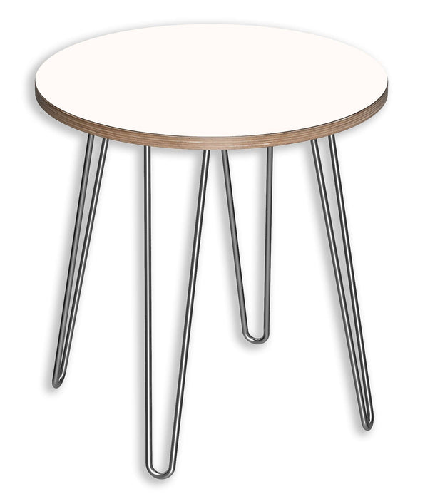 DESIGNERPLY ROUND END TABLE: DESIGNER WHITE