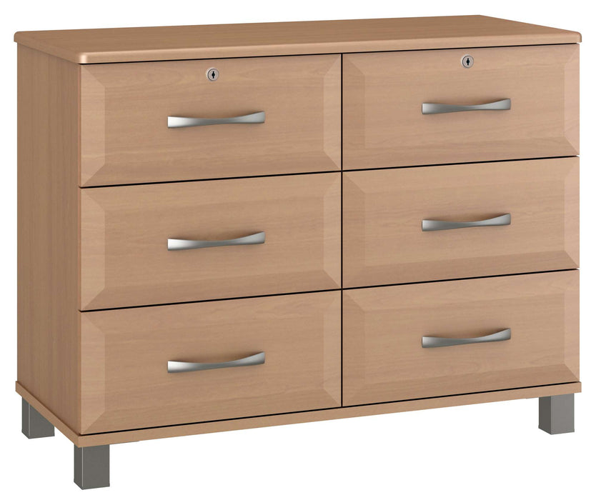 RESA SIX DRAWER CHEST WITH LOCK & NICKEL FEET