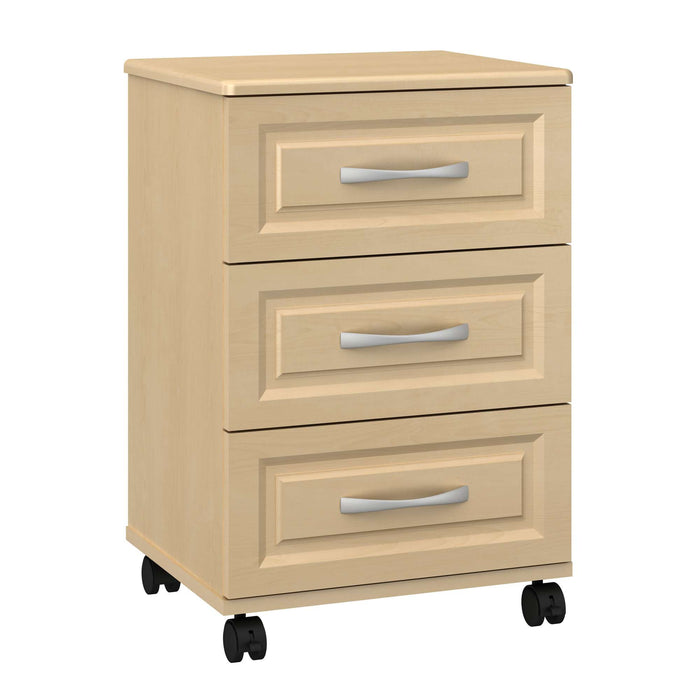 RICCA THREE DRAWER BEDSIDE CABINET WITH CASTERS