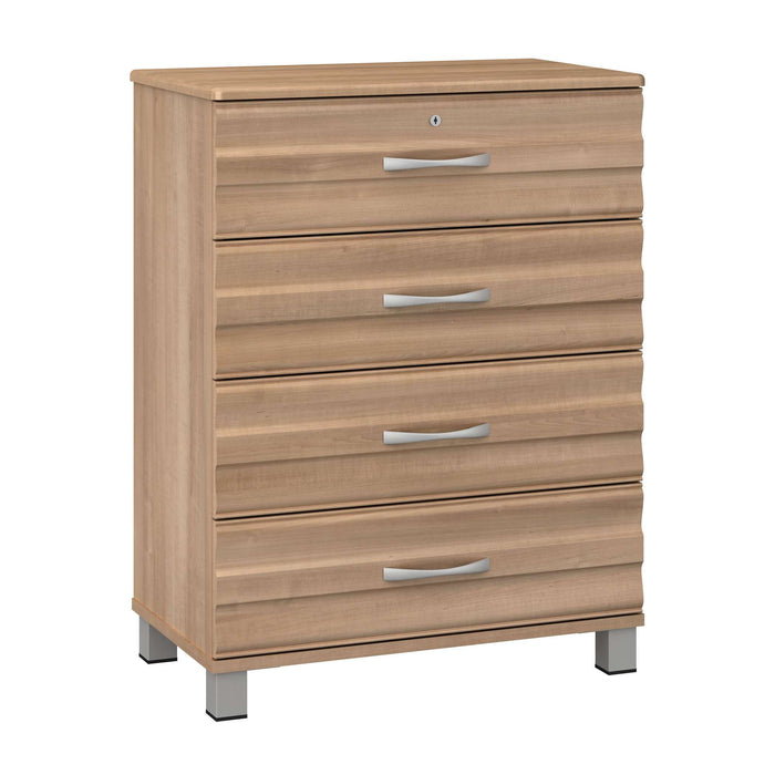 ONDA FOUR DRAWER CHEST WITH LOCK & NICKEL FEET