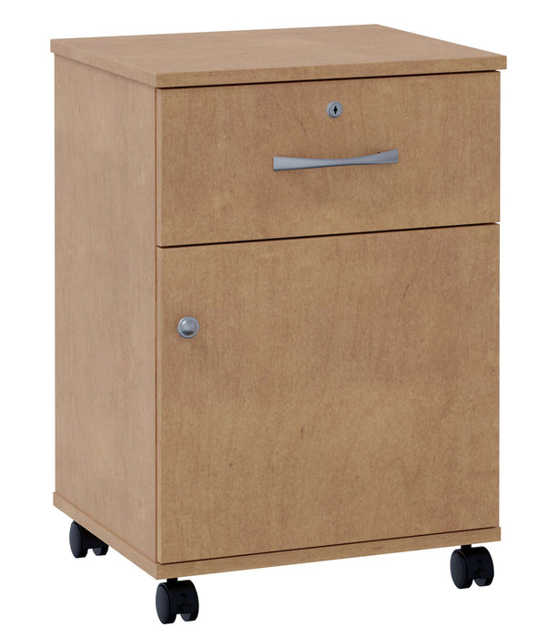 VALORE BEDSIDE CABINET WITH ONE DOOR/ONE DRAWER WITH CASTERS AND LOCK