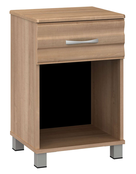ONDA ONE DRAWER BEDSIDE CABINET WITH NICKEL FEET