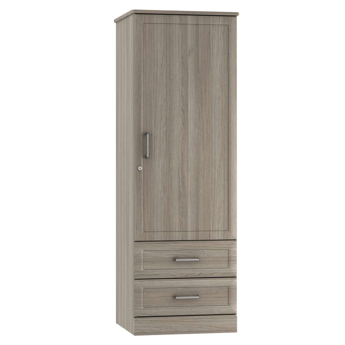 TANGENTE LOCKING SINGLE DOOR WARDROBE WITH TWO DRAWERS