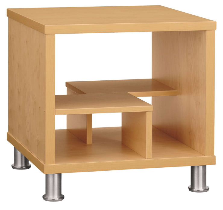 CUBE-SHELF END TABLE WITH METAL FEET