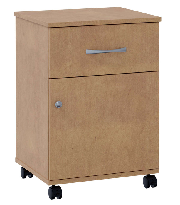 VALORE BEDSIDE CABINET WITH ONE DOOR - ONE DRAWER AND CASTERS