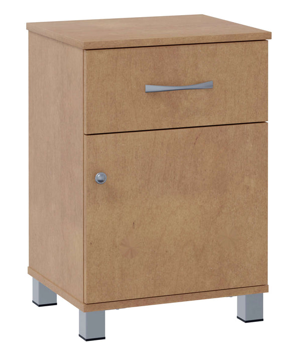 VALORE ONE DRAWER/ONE DRAWER BEDSIDE CABINET WITH NICKEL FEET